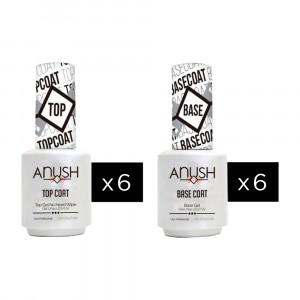 Kit Esmaltes Semipermanentes 6x Base Coat + 6x Top Coat x15ml Anush