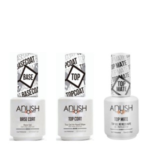 Kit Base Coat + Top Coat + Top Coat Matte Semipermanente Anush