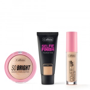 Kit Base de Maquillaje + Corrector Liquido + Iluminador Callista