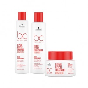 Kit Shampoo 250ml + Acondicionador 200ml + Tratamiento 200ml Repair Rescue Bonacure Schwarzkopf