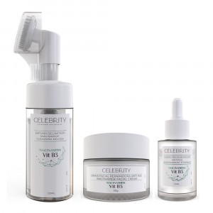 Kit Facial Espuma Niacinamida x120ml + Sérum Antiage x30ml + Crema Antiarrugas x50g Celebrity