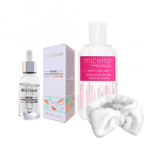 Kit Agua Micellar Rosas Duval x250ml + Sérum Hialurónico Vit C Duval x30ml + Vincha