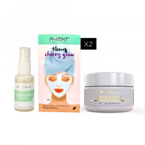 Kit Crema Rica Hidratante Anti Edad x50gr  + Loción ADN y Vit C x30ml Duval + Máscaras Facial 4 Teens Cherry Glow Primont